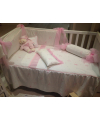 Conjunto cuna tul rosa + cambiador