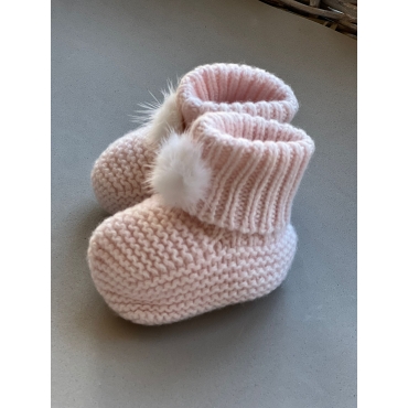 Patucos pompon ROSA BEBÉ